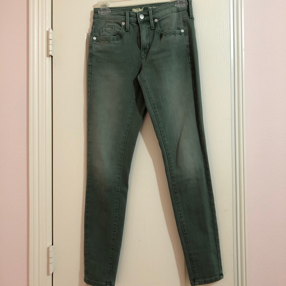 Light green denim jeans.
